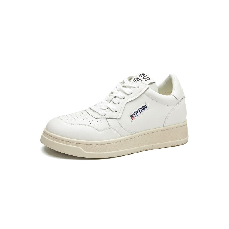 Women's Height Increasing Insole Genuine Breathable White Autumn Sports Thick Sneakers