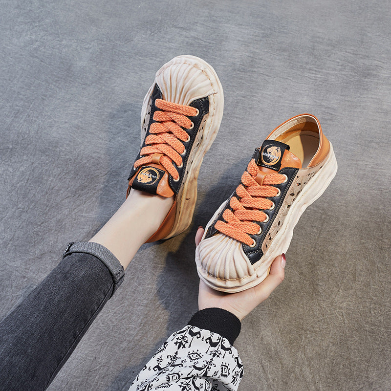 Women's Shell Toe Dissoed Hollow Hole Retro Double Sandals