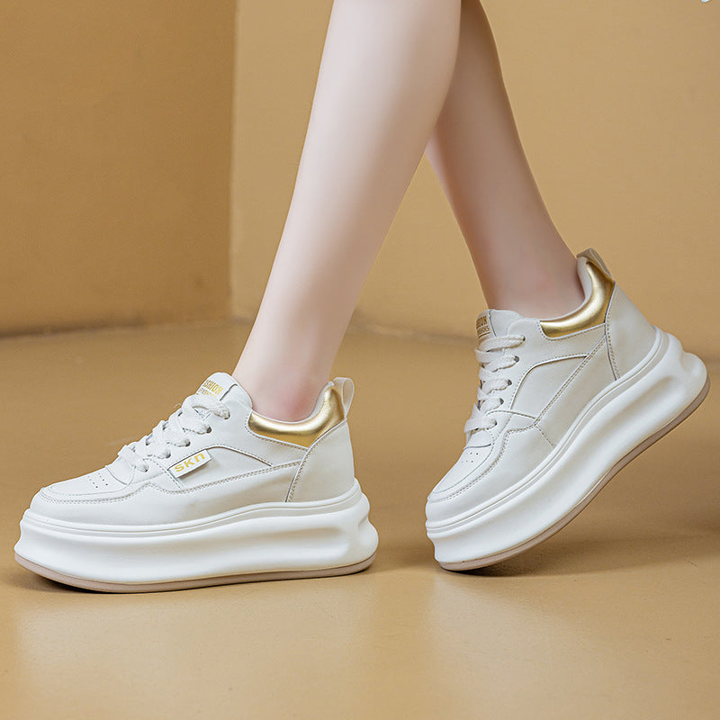 Platform White Female Versatile Single-layer Height Women's Casual Shoes
