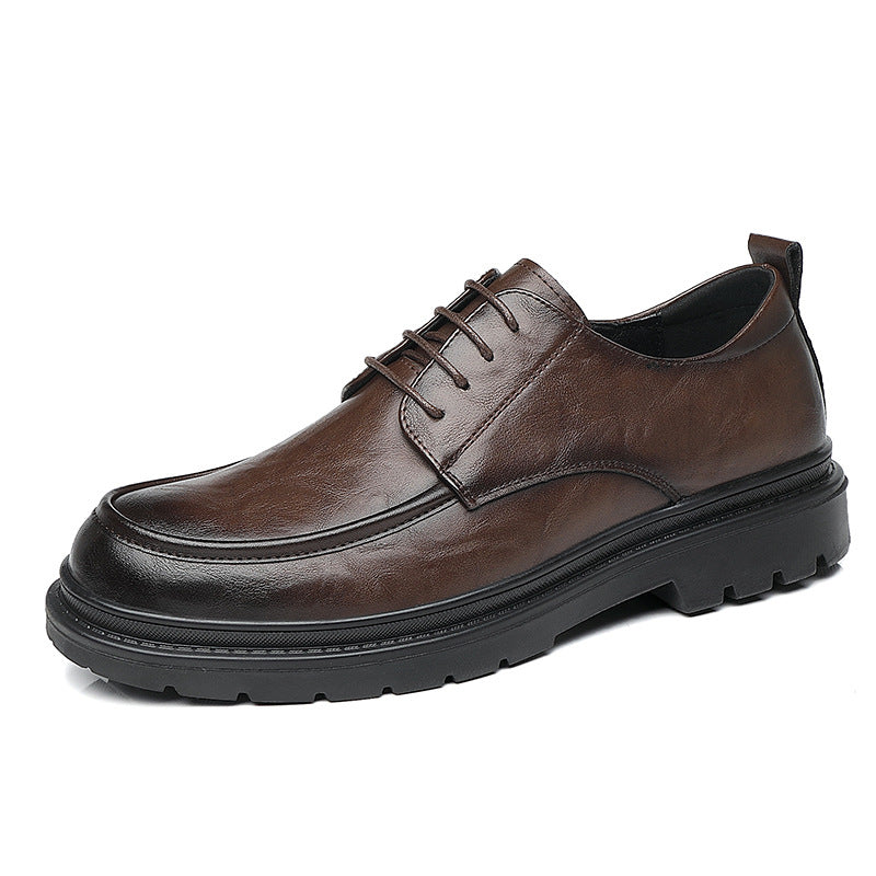 Men's Green Breathable Platform Soft Business Formal Men's Casual Leather Shoes