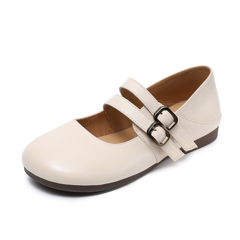 Women's Pumps Spring Round Head Low Flat Heels