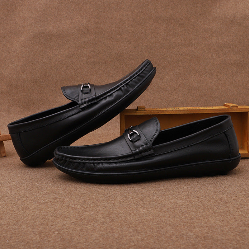 Men's Summer Low-cut Soft Bottom Comfortable Slip-on Flat Men's Casual Leather Shoes