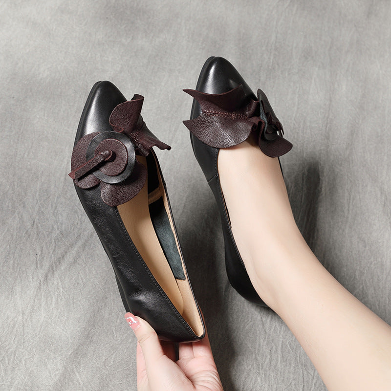 Women's Mori Flower Shallow Mouth Pumps Pointed Men's Shoes
