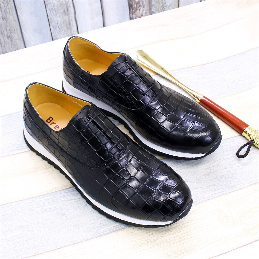 Men's Trendy Top Layer Cowhide Breathable Platform Leather Shoes
