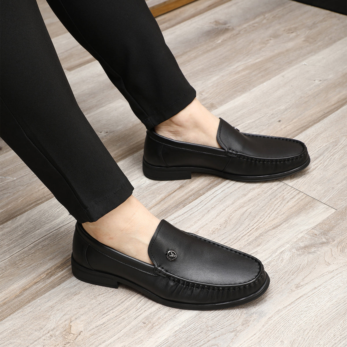 Men's Super Soft Cowhide Spring Low Comfortable Heels