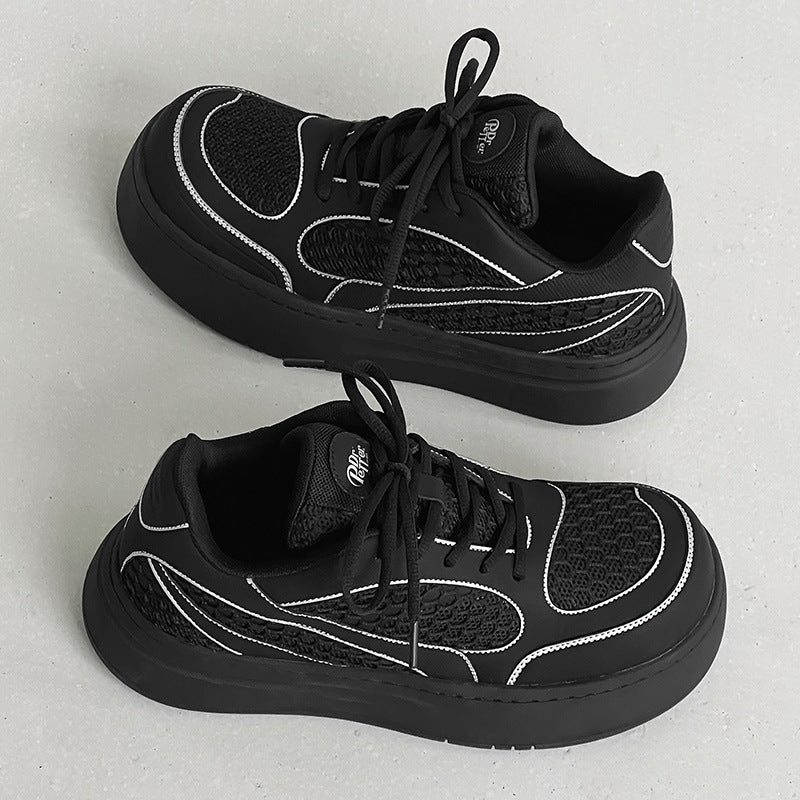 Women's & Men's Breathable Mesh Platform Height Increasing Bread Sneakers