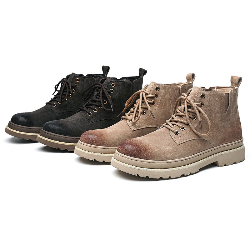 Big Head Low Tube Round Suede Boots