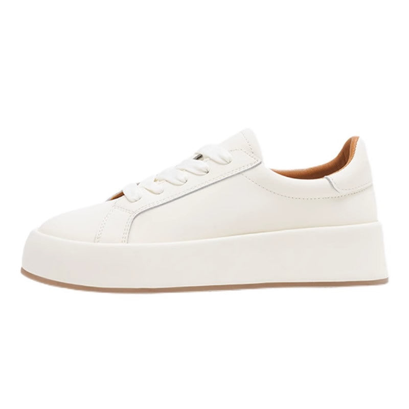Women's Cowhide Version White Platform Breathable Skateboard Women's Casual Shoes