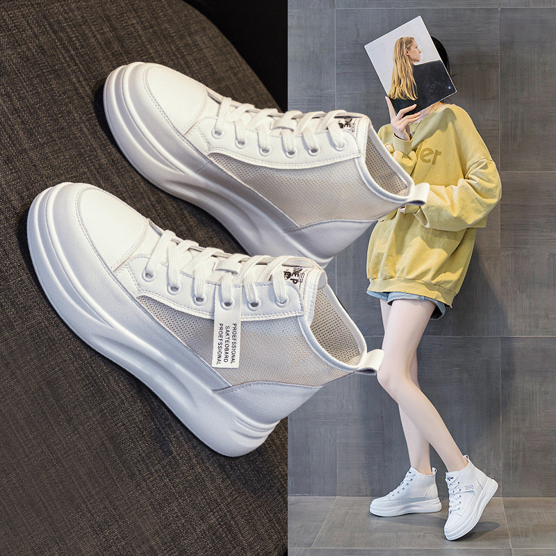 Women's Korean Style Platform White Sports Single Casual Shoes