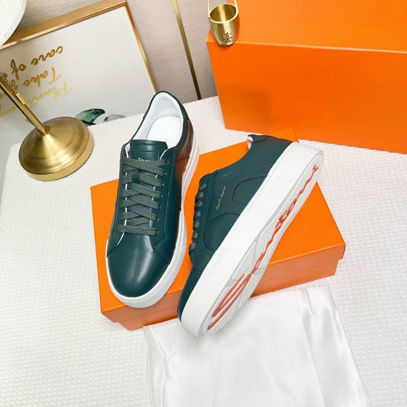 Men's Calfskin Color Matching Lace Up Comfortable Men's Board Shoes