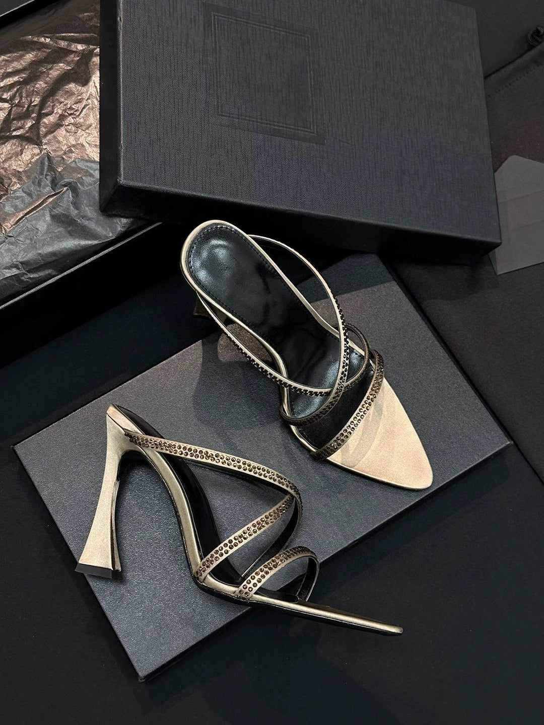 Women's Beautiful Open Toe Rhinestones Strap High Summer Sexy Temperament Heels