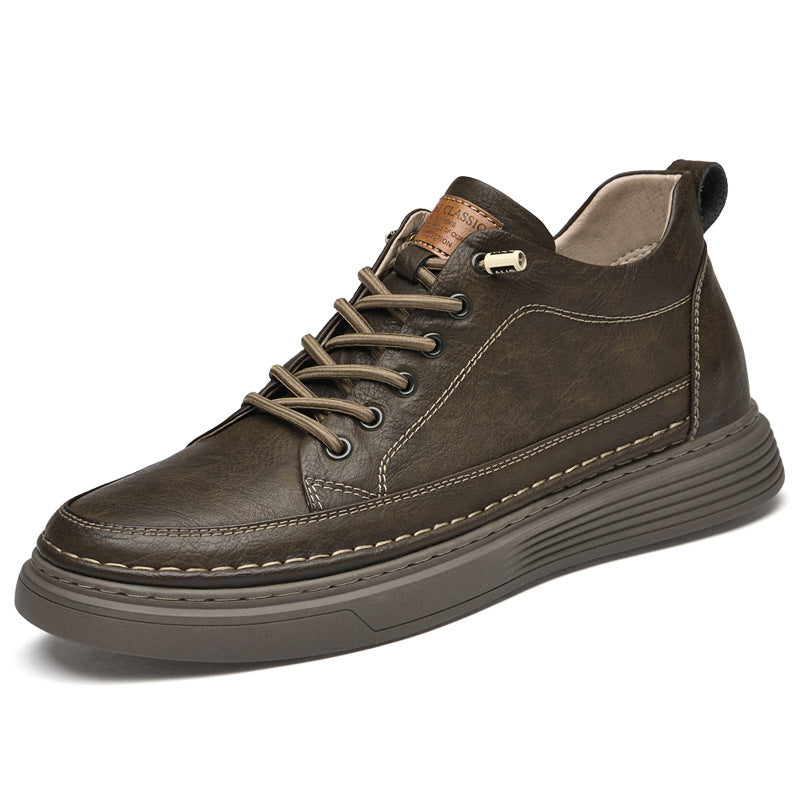 Men's Platform Retro Autumn Invisible Height Increasing Insole Men's Board Shoes