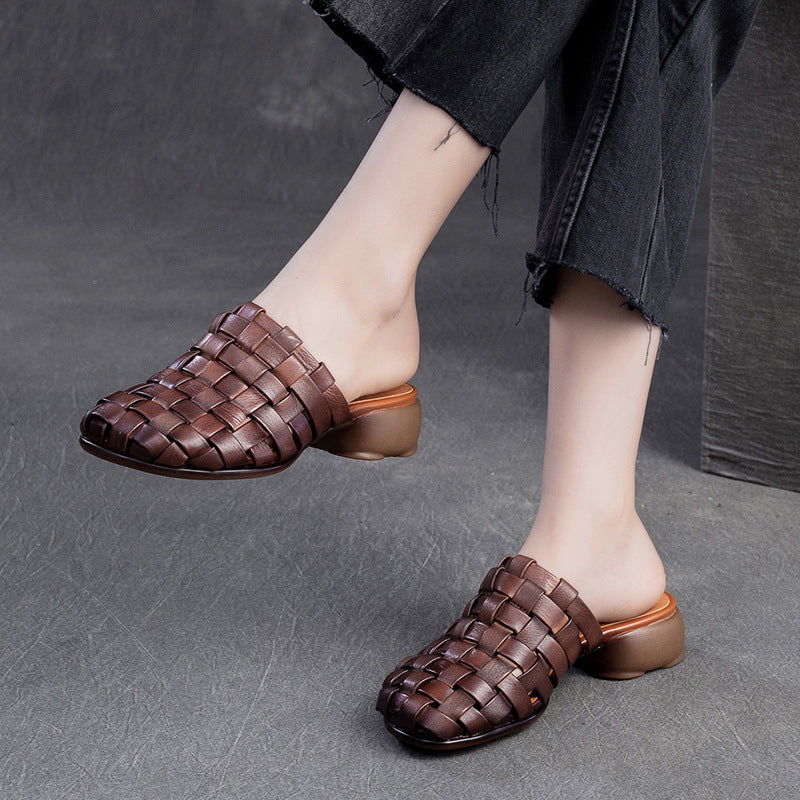 Women's & Men's Hand-woven Closed Toe Breathable Retro Rub Men's Shoes