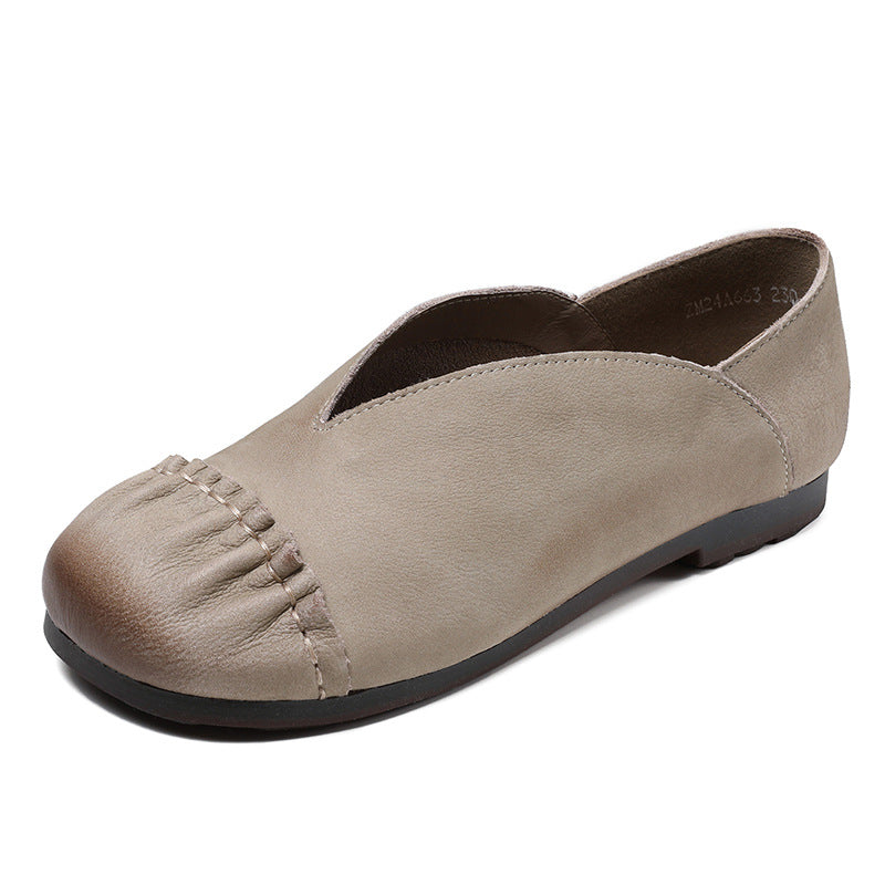 Women's Spring Genuine Shallow Mouth Bud Flat Bottom Casual Shoes