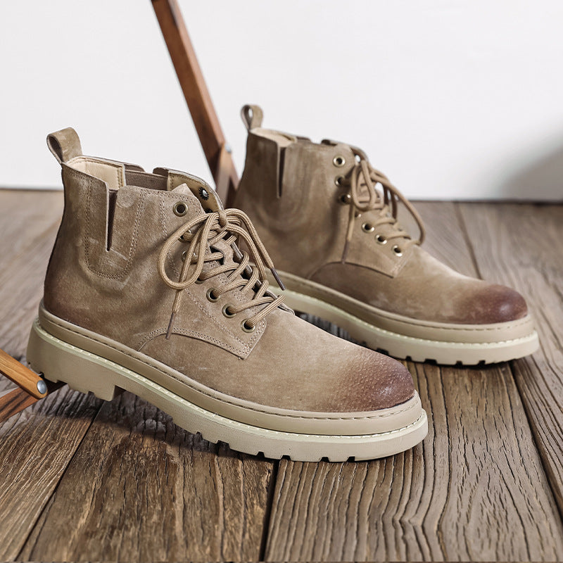 Big Head Low Tube Round Suede Boots