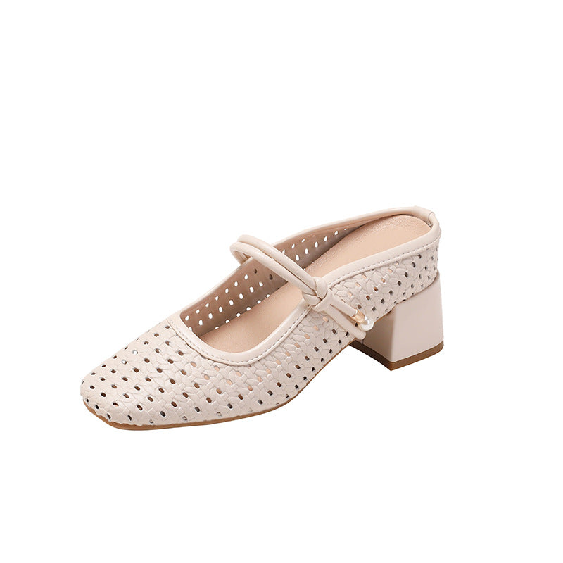 Women's Toe Box Half Summer Small Height Heels