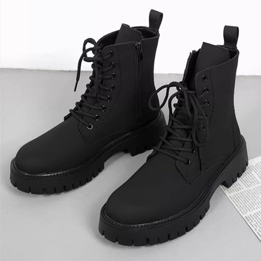 Men's Martin British Style Black Motorcycle Autumn Boots