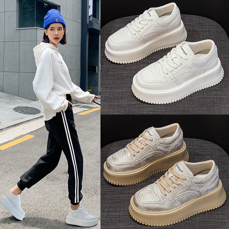 Women's Thick-soled High-rise White Thin Platform Women's Casual Shoes