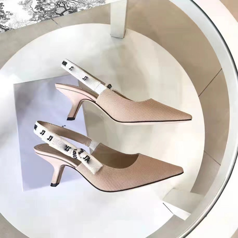 Women's Summer Stiletto Pointed Toe Kitten Closed Back Heels