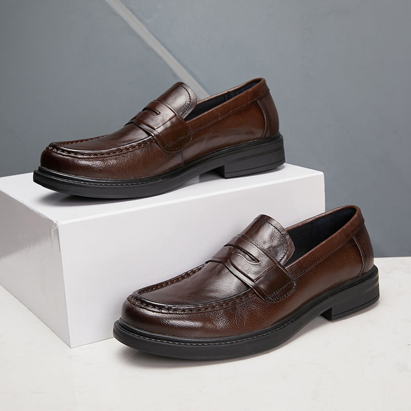 Men's Clutch Pattern Cowhide Business Autumn Platform Leather Shoes
