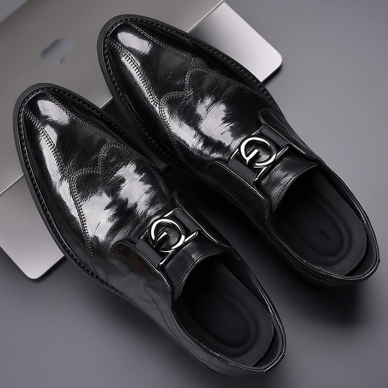 Men's Sheepskin Business Formal Wear British One Leather Shoes