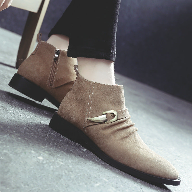 Men's Martin Suede Cowhide British Retro Fashion Korean Style Boots