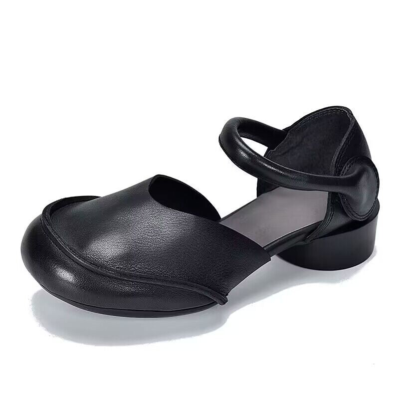 Color Retro Closed Chunky Handmade Soft Casual Shoes