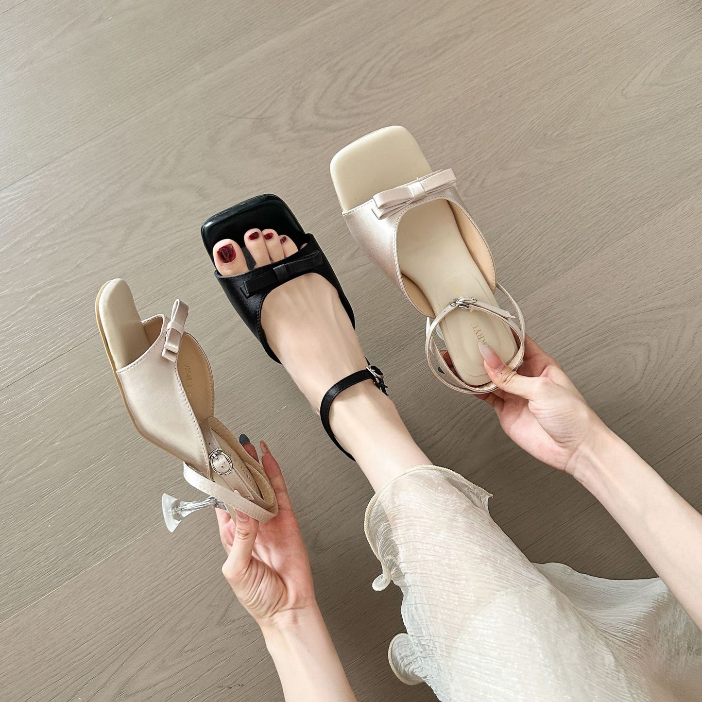Women's Fattened Plus Size Summer Fashion Graceful Bow Heels