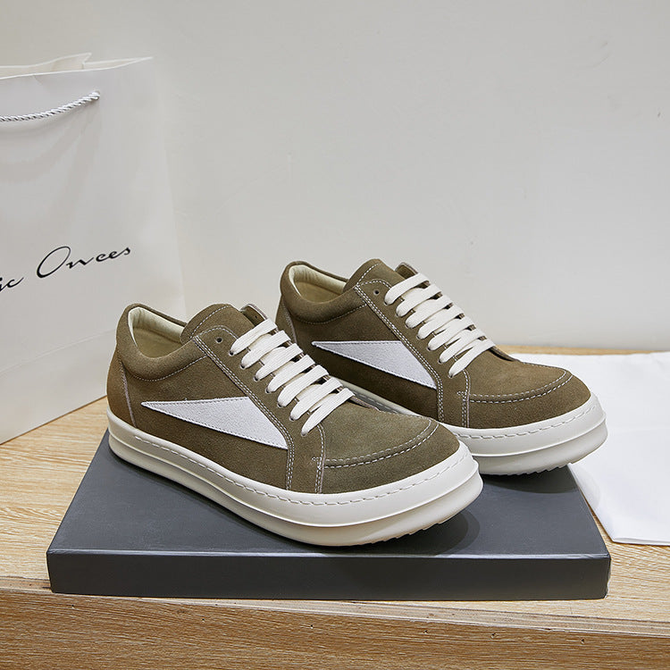Men's Trendy Low Top Suede Brown Thick Sole Shallow Mouth Men's Shoes