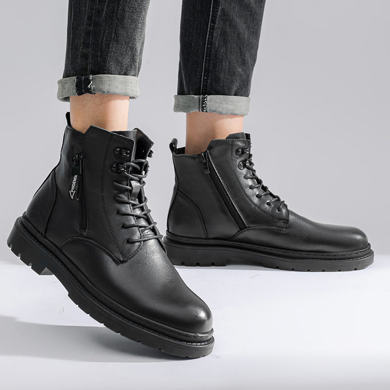 Men's Martin Dark Style First Layer Cowhide Boots