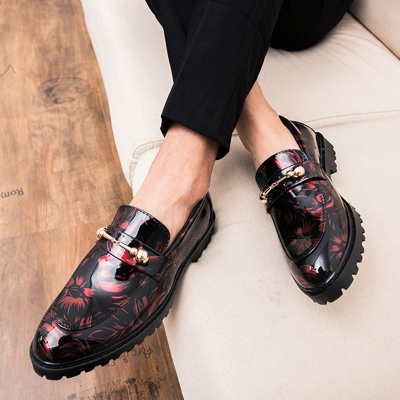Men's Brogue Flower British Style Korean Wedding Hairstylist Men's Casual Leather Shoes