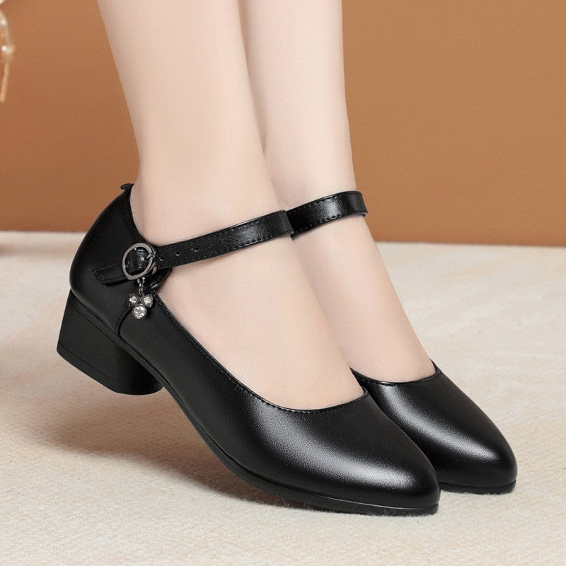 Women's High Not Tired Feet Genuine Chunky Waterproof Platform Leather Shoes
