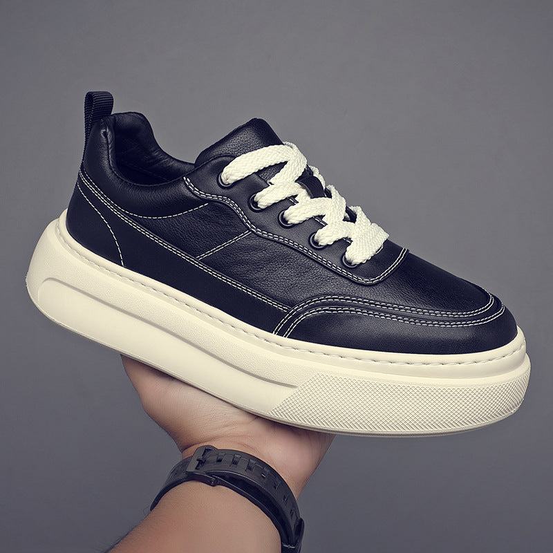 Men's Top Layer Cowhide Versatile Trendy Platform Men's Board Shoes