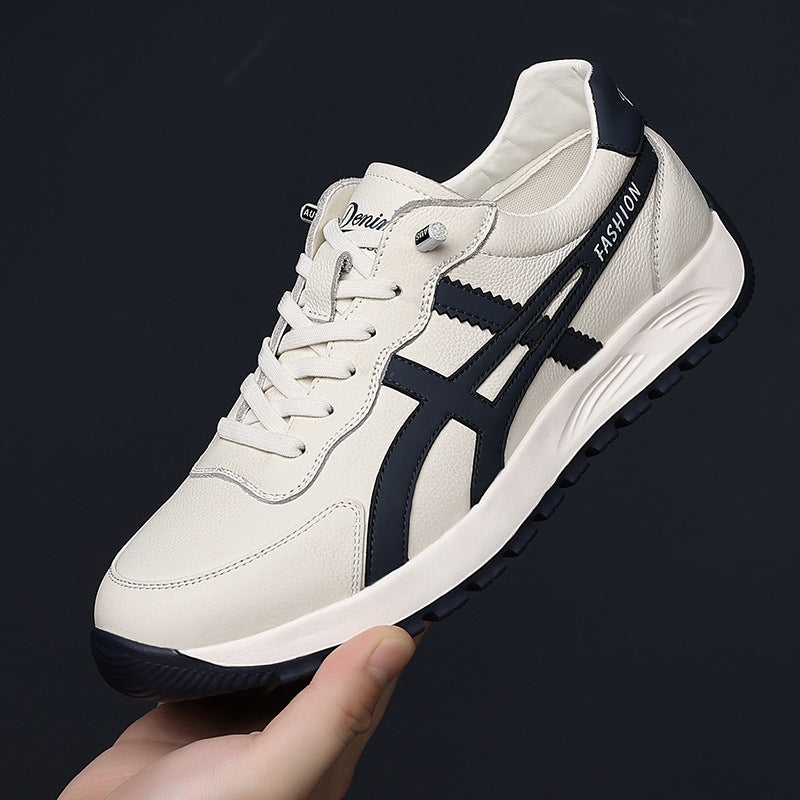 Men's Top Layer Cowhide Round Head Ultra Light Stylish Fashion Men's Casual Shoes