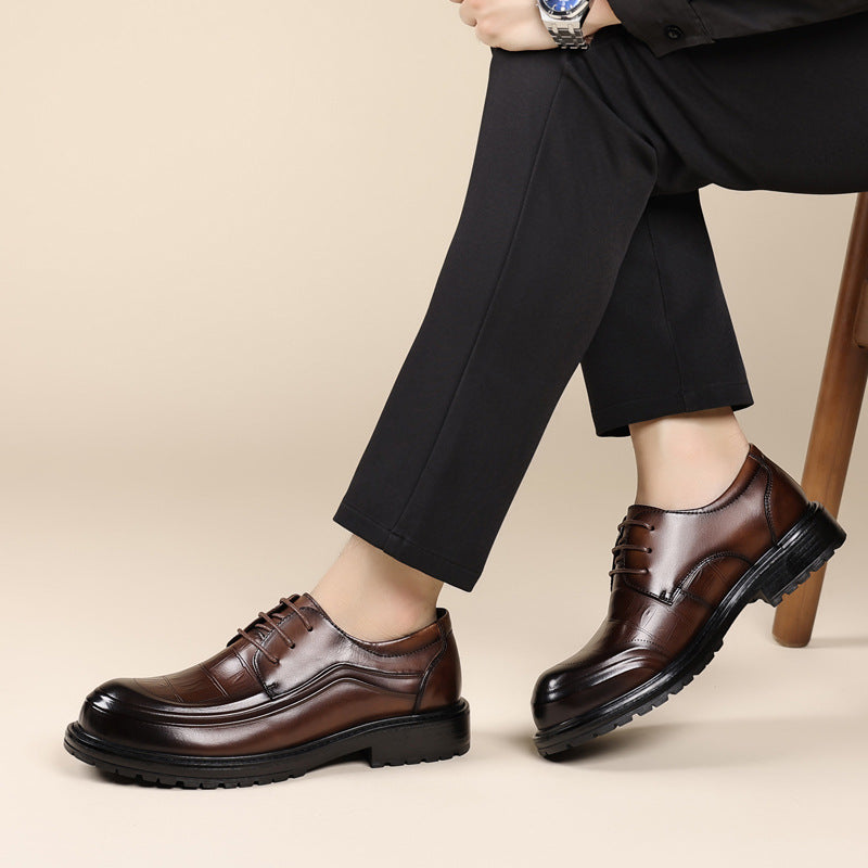 Men's Business Genuine Platform Formal Pure Cowhide Leather Shoes