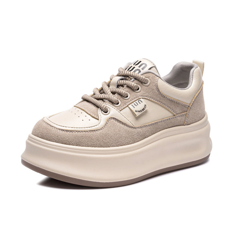 Women's White Autumn Flat Height Increasing Leisure Fashion Casual Shoes