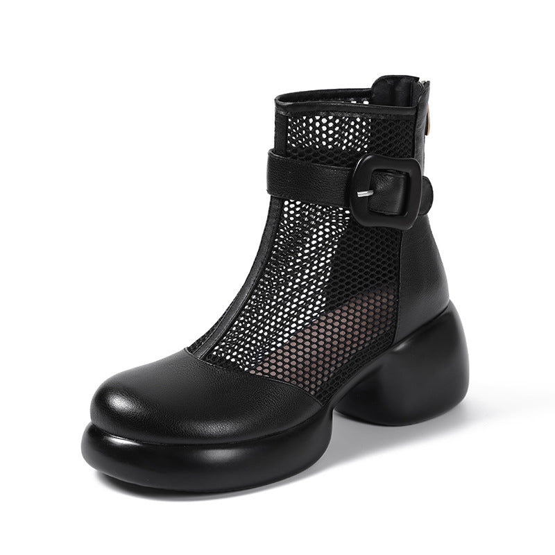 Women's Mesh Martin Thick Breathable Voile Hollow Booties Summer Sandals