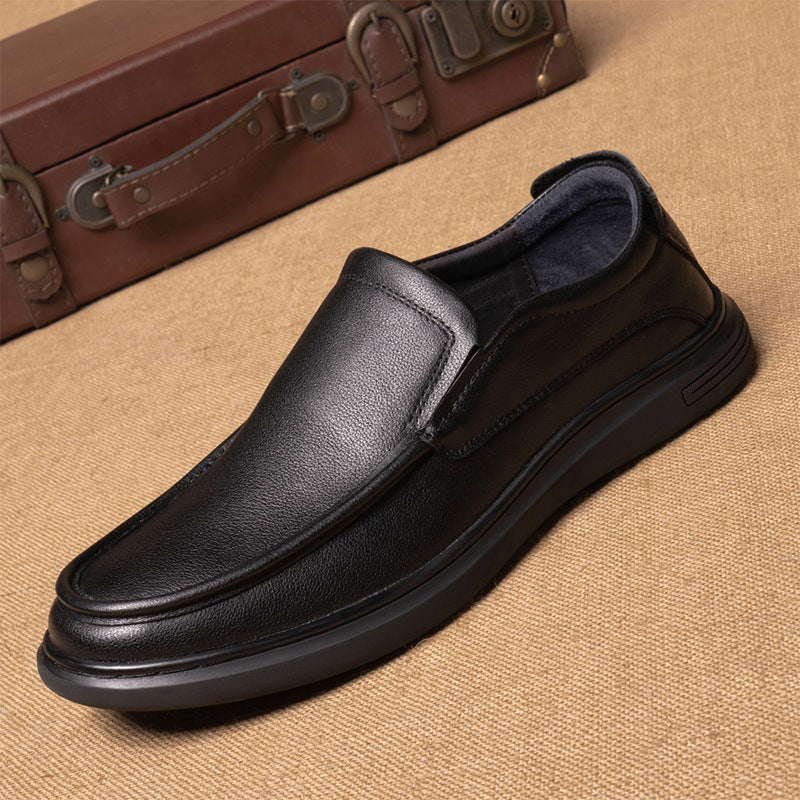 Men's Autumn Fashion Business British Round Toe Men's Casual Leather Shoes