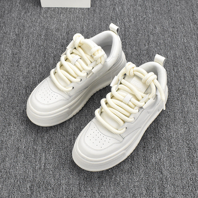 Men's Korean Style Thick-soled Spring White Breathable Casual Shoes
