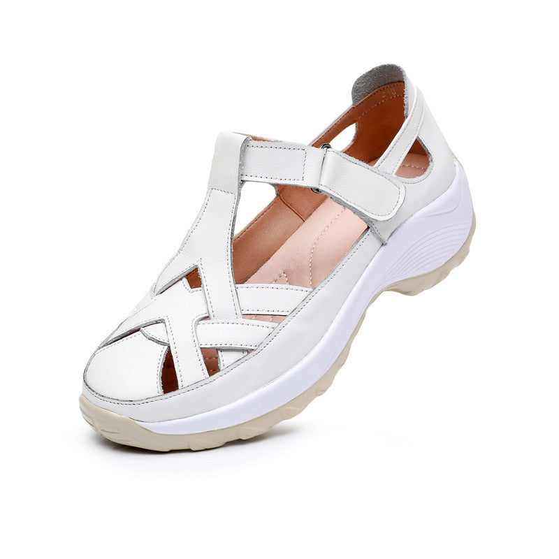 Women's & Men's Cowhide Retro Authentic Hollow Out Rocking Men's Shoes