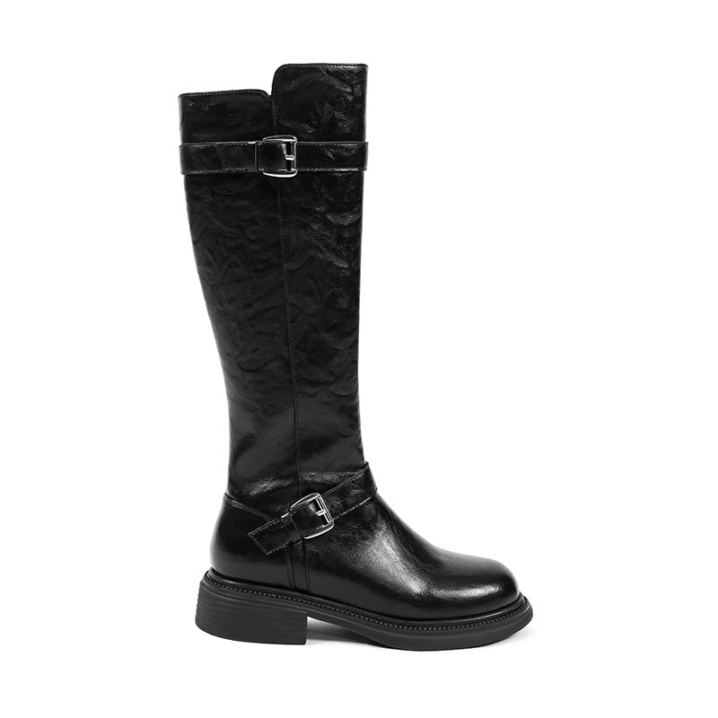 Fashion Knight Black Thick Bottom Long Boots