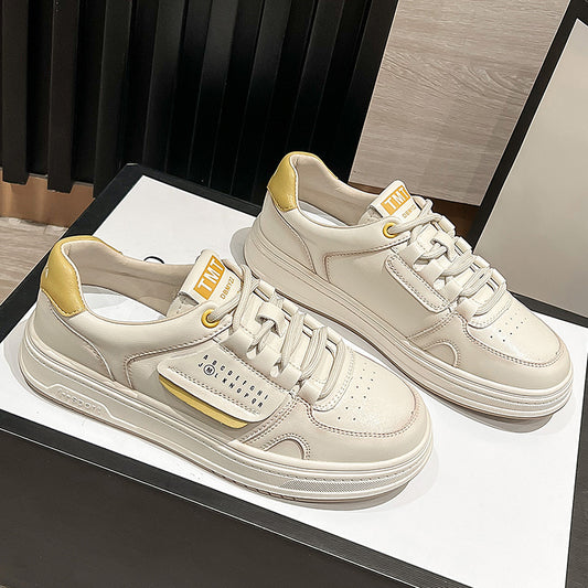Women's Trendy White Genuine Autumn Portable Platform Casual Shoes