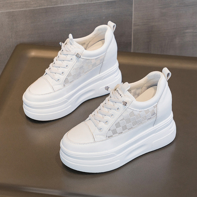 Women's Hidden Platform Korean Fashionable Popcorn White Heels