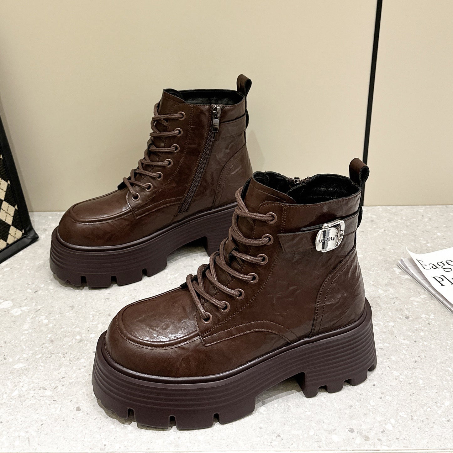 Size Platform Martin Fleece-lined Warm Versatile Boots