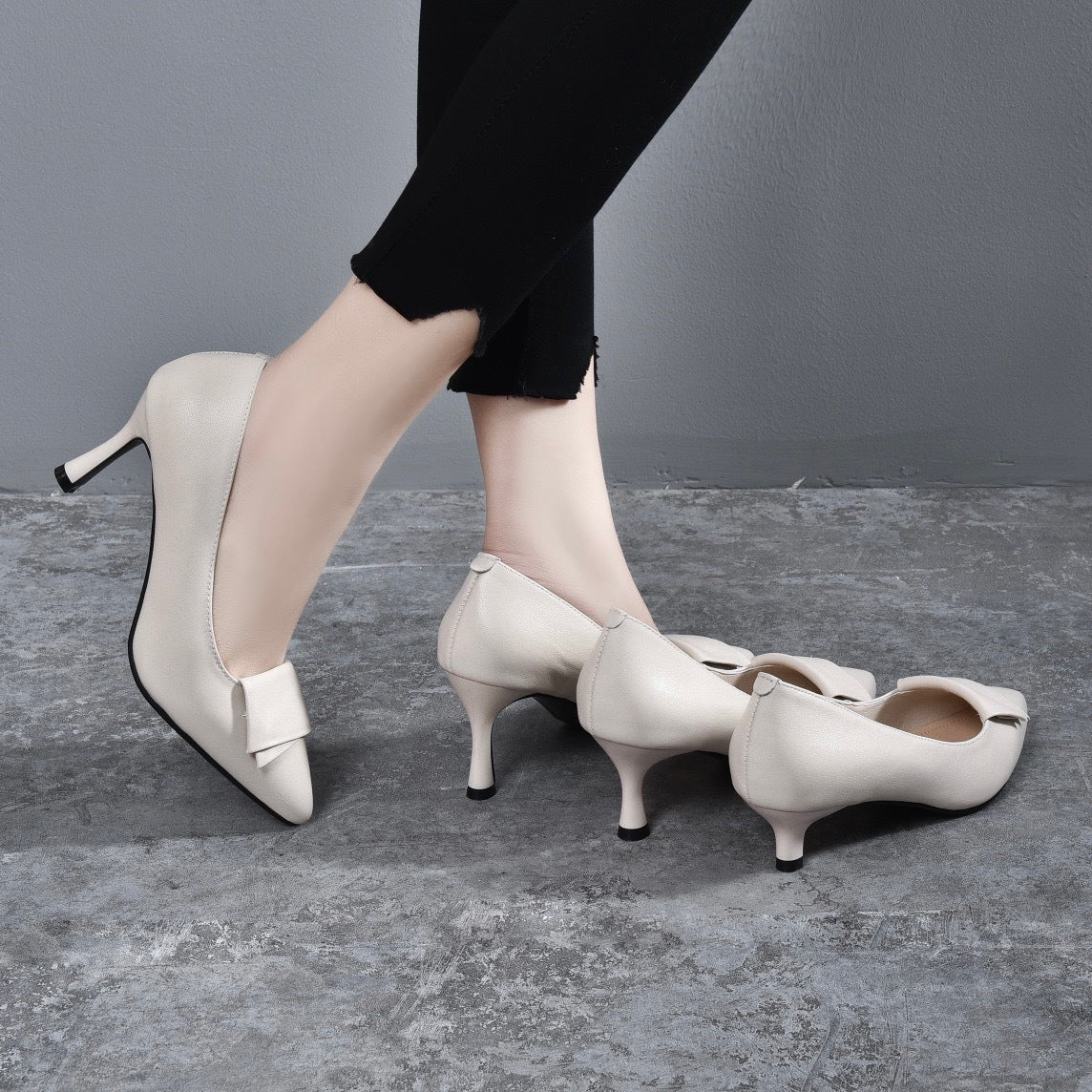 Women's Genuine Pumps Pointed Toe Cowhide Stiletto Women's Fashion Shoes