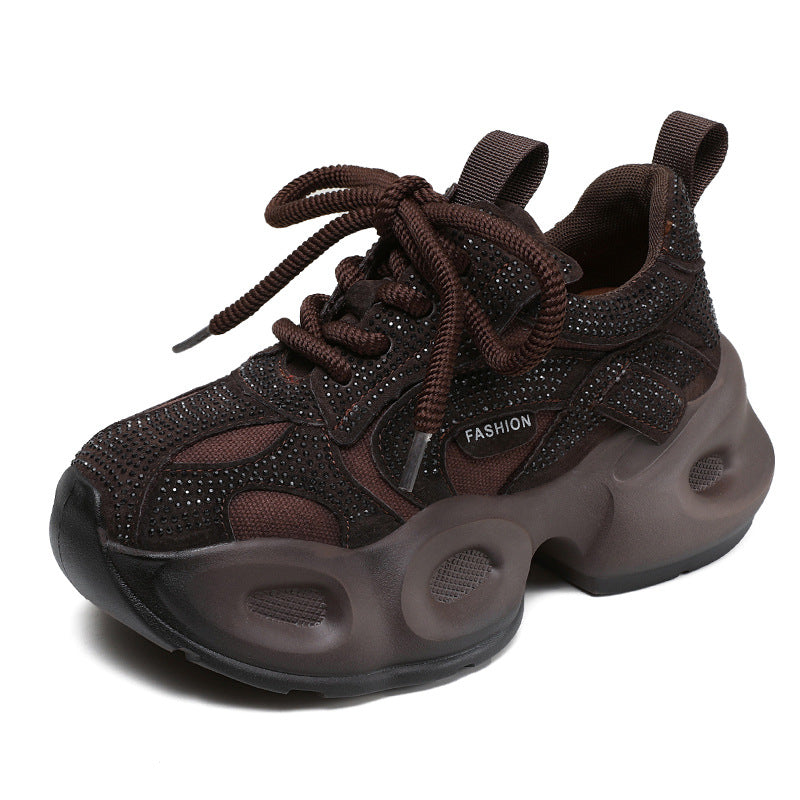 Women's Hot Rhinestone Dad Thick Bottom Small Casual Shoes