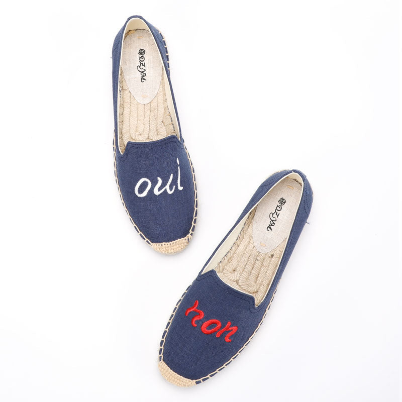 Solid Color Fisherman Linen Breathable Flat Canvas Shoes