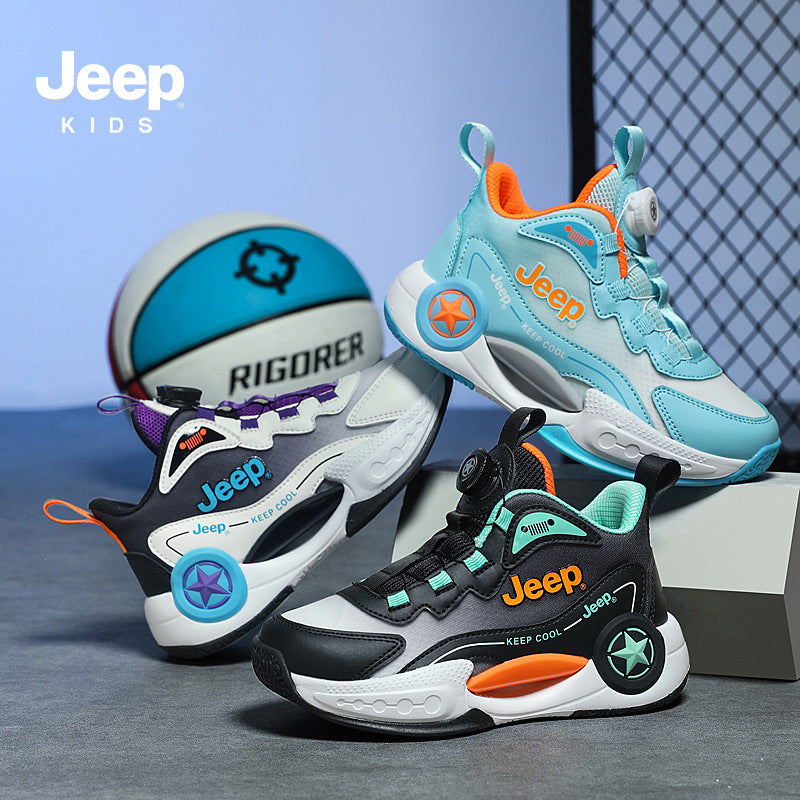Children's Boy Spring Medium Big Basketball Rotating Kid's Sneakers