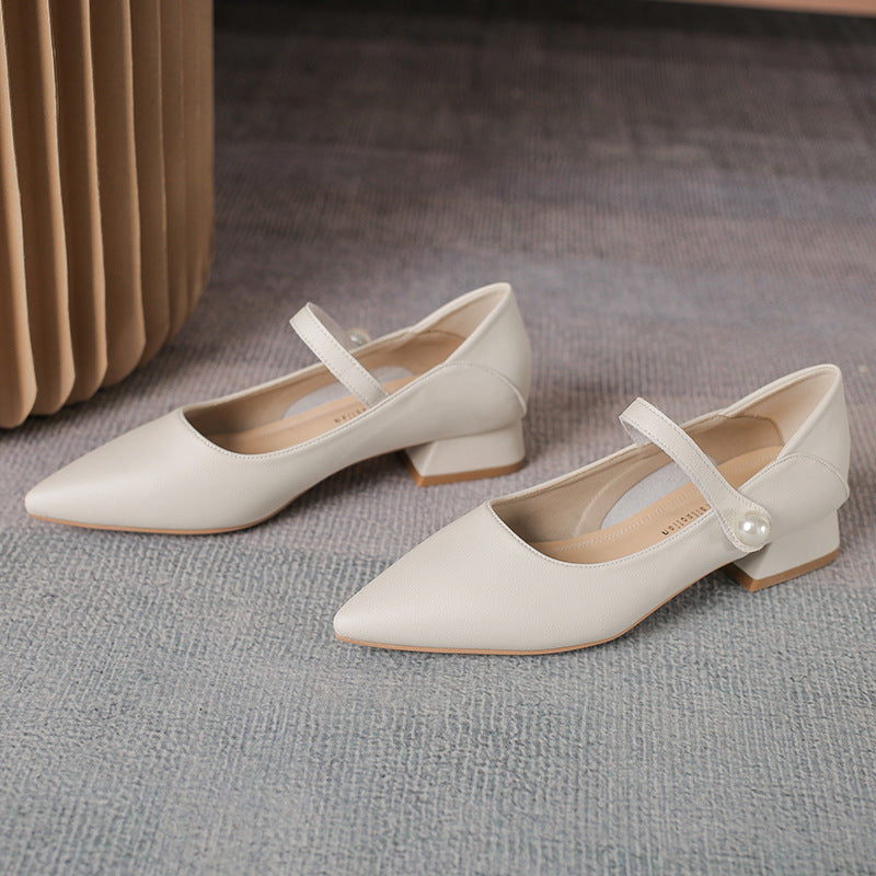 Women's Professional British Style Spring Genuine Pointed Casual Shoes