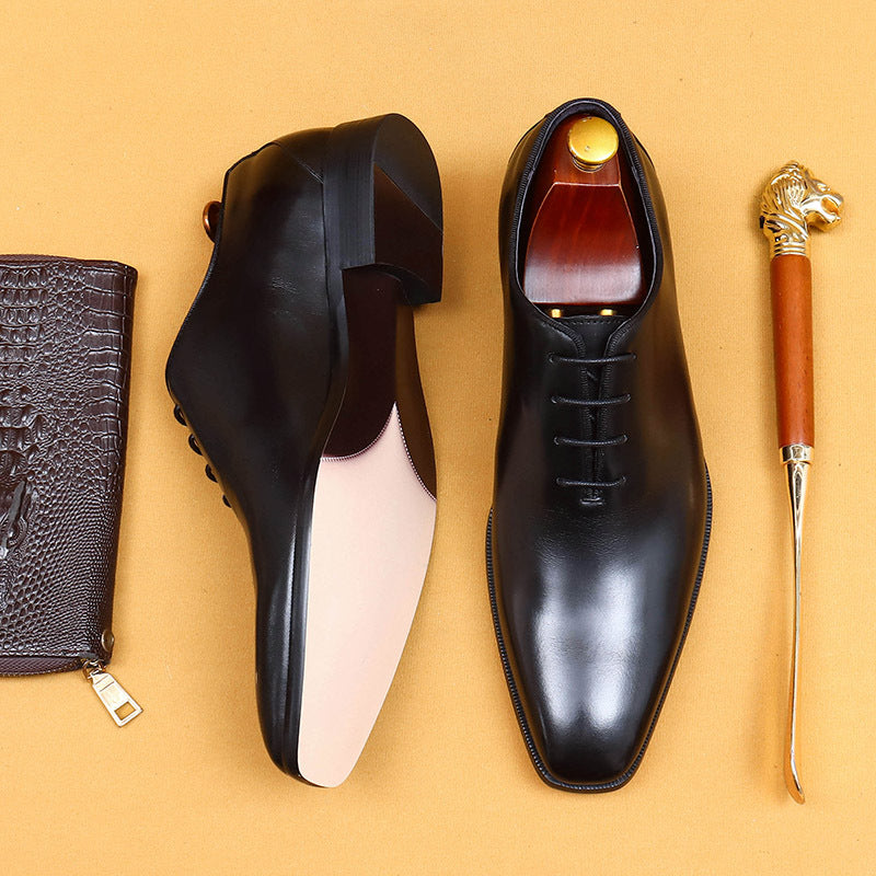 Men's One-piece Oxford Genuine Handmade British Dress Leather Shoes
